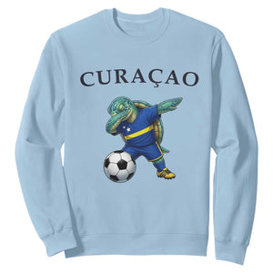 Funny Dabbing Sea Turtle Curaçao Soccer Fan Sweatshirt Caribbean Pride Graphic