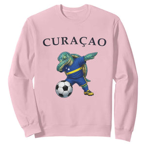 Funny Dabbing Sea Turtle Curaçao Soccer Fan Sweatshirt Caribbean Pride Graphic