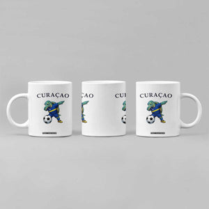 Funny Dabbing Sea Turtle Curaçao Soccer Fan Coffee Mug Caribbean Pride Graphic