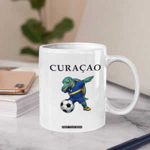 Funny Dabbing Sea Turtle Curaçao Soccer Fan Coffee Mug Caribbean Pride Graphic