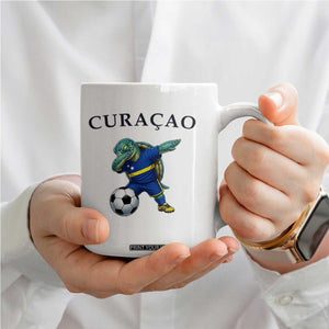 Funny Dabbing Sea Turtle Curaçao Soccer Fan Coffee Mug Caribbean Pride Graphic