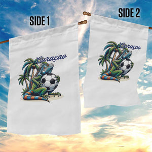 Funny Curaçao Iguana Soccer Fan Garden Flag Caribbean Pride Football Graphic