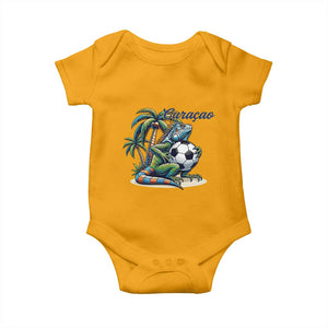 Funny Curaçao Iguana Soccer Fan Baby Onesie Caribbean Pride Football Graphic