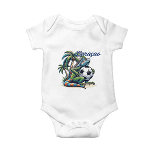 Funny Curaçao Iguana Soccer Fan Baby Onesie Caribbean Pride Football Graphic