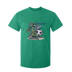 Funny Curaçao Iguana Soccer Fan T Shirt For Kid Caribbean Pride Football Graphic