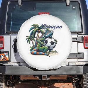 Funny Curaçao Iguana Soccer Fan Spare Tire Cover Caribbean Pride Football Graphic