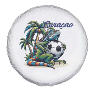 Funny Curaçao Iguana Soccer Fan Spare Tire Cover Caribbean Pride Football Graphic