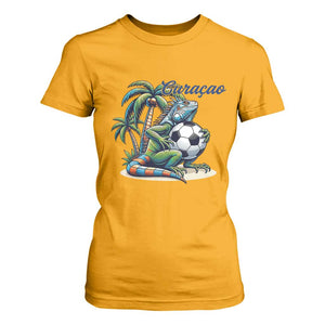 Funny Curaçao Iguana Soccer Fan T Shirt For Women Caribbean Pride Football Graphic