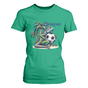 Funny Curaçao Iguana Soccer Fan T Shirt For Women Caribbean Pride Football Graphic