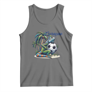 Funny Curaçao Iguana Soccer Fan Tank Top Caribbean Pride Football Graphic