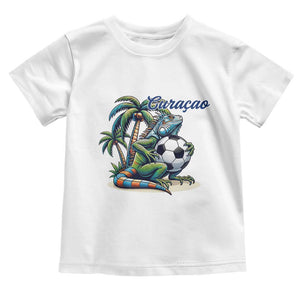 Funny Curaçao Iguana Soccer Fan Toddler T Shirt Caribbean Pride Football Graphic