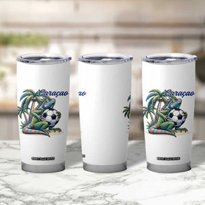 Funny Curaçao Iguana Soccer Fan Tumbler Cup Caribbean Pride Football Graphic