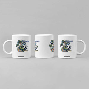 Funny Curaçao Iguana Soccer Fan Coffee Mug Caribbean Pride Football Graphic
