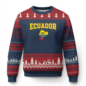 Proud Ecuadorian Map Ugly Christmas Sweater Ecuador Roots Heritage Pride