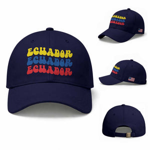 Retro Groovy Ecuador Baseball Cap Proud Ecuadorian Heritage