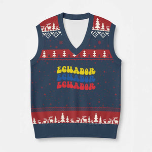 Retro Groovy Ecuador V-Neck Knit Sweater Vest Proud Ecuadorian Heritage