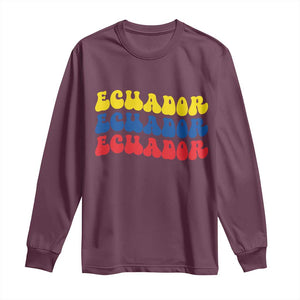 Retro Groovy Ecuador Long Sleeve Shirt Proud Ecuadorian Heritage