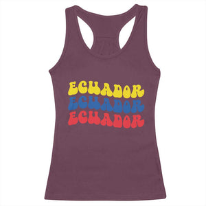 Retro Groovy Ecuador Racerback Tank Top Proud Ecuadorian Heritage