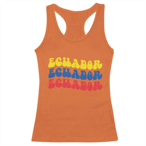 Retro Groovy Ecuador Racerback Tank Top Proud Ecuadorian Heritage