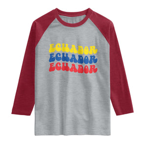 Retro Groovy Ecuador Raglan Shirt Proud Ecuadorian Heritage