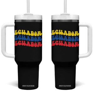 Retro Groovy Ecuador Tumbler With Handle Proud Ecuadorian Heritage