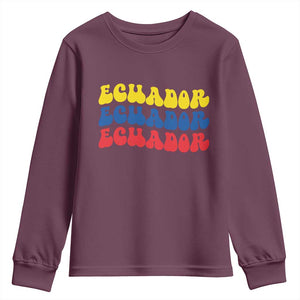Retro Groovy Ecuador Youth Sweatshirt Proud Ecuadorian Heritage