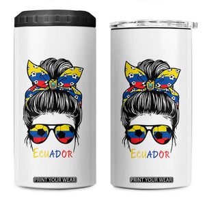 Ecuador Soccer 4 in 1 Can Cooler Tumbler Chica Ecuatoriana Pride Game Day Gift