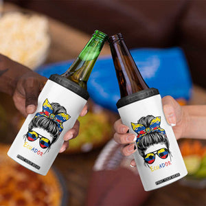 Ecuador Soccer 4 in 1 Can Cooler Tumbler Chica Ecuatoriana Pride Game Day Gift