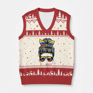 Ecuador Soccer V-Neck Knit Sweater Vest Chica Ecuatoriana Pride Game Day Gift