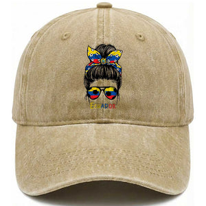 Ecuador Soccer Washed Cotton Baseball Cap Chica Ecuatoriana Pride Game Day Gift