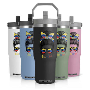 Ecuador Soccer Flip Straw Tumbler Chica Ecuatoriana Pride Game Day Gift