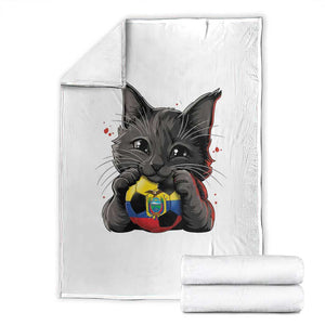 Ecuador Black Cat Soccer Game Day Throw Blanket Cat Lover Gift