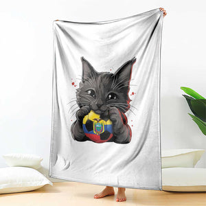 Ecuador Black Cat Soccer Game Day Throw Blanket Cat Lover Gift