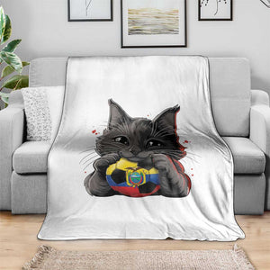 Ecuador Black Cat Soccer Game Day Throw Blanket Cat Lover Gift