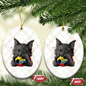 Ecuador Black Cat Soccer Game Day Ceramic Ornament Cat Lover Gift