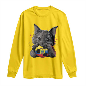 Ecuador Black Cat Soccer Game Day Long Sleeve Shirt Cat Lover Gift