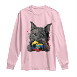 Ecuador Black Cat Soccer Game Day Long Sleeve Shirt Cat Lover Gift