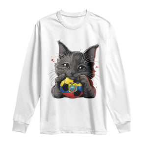 Ecuador Black Cat Soccer Game Day Long Sleeve Shirt Cat Lover Gift