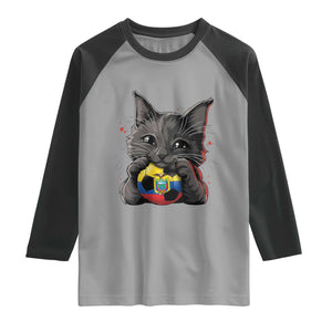 Ecuador Black Cat Soccer Game Day Raglan Shirt Cat Lover Gift