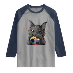 Ecuador Black Cat Soccer Game Day Raglan Shirt Cat Lover Gift