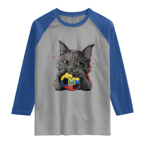 Ecuador Black Cat Soccer Game Day Raglan Shirt Cat Lover Gift