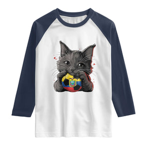 Ecuador Black Cat Soccer Game Day Raglan Shirt Cat Lover Gift