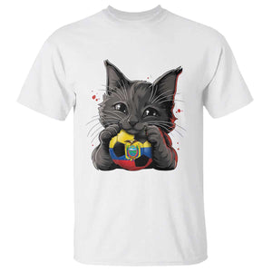 Ecuador Black Cat Soccer Game Day T Shirt Cat Lover Gift