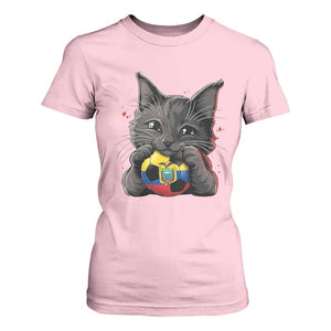Ecuador Black Cat Soccer Game Day T Shirt For Women Cat Lover Gift
