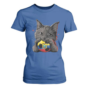 Ecuador Black Cat Soccer Game Day T Shirt For Women Cat Lover Gift