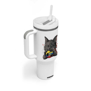 Ecuador Black Cat Soccer Game Day Tumbler With Handle Cat Lover Gift