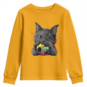 Ecuador Black Cat Soccer Game Day Youth Sweatshirt Cat Lover Gift