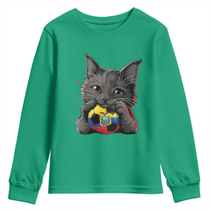 Ecuador Black Cat Soccer Game Day Youth Sweatshirt Cat Lover Gift