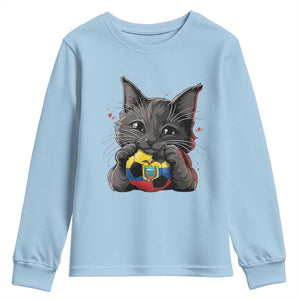 Ecuador Black Cat Soccer Game Day Youth Sweatshirt Cat Lover Gift