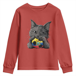 Ecuador Black Cat Soccer Game Day Youth Sweatshirt Cat Lover Gift